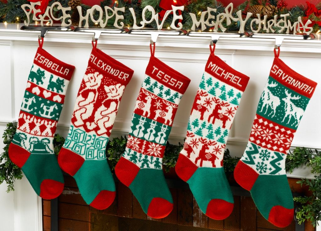 calcetín de Navidad Personalizado Bolsa de calcetín para niños Regalo Papá Noel calcetín Pequeña Decoraciones para Fiestas de Navidad Tomicy 4 Piezas de Medias de Navidad 