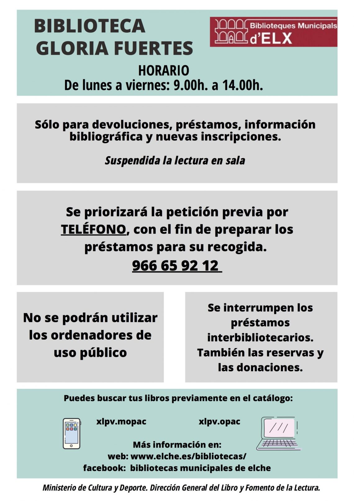 Las Bibliotecas Alberto Miralles y Gloria Fuertes abren sus puertas al público el próximo lunes