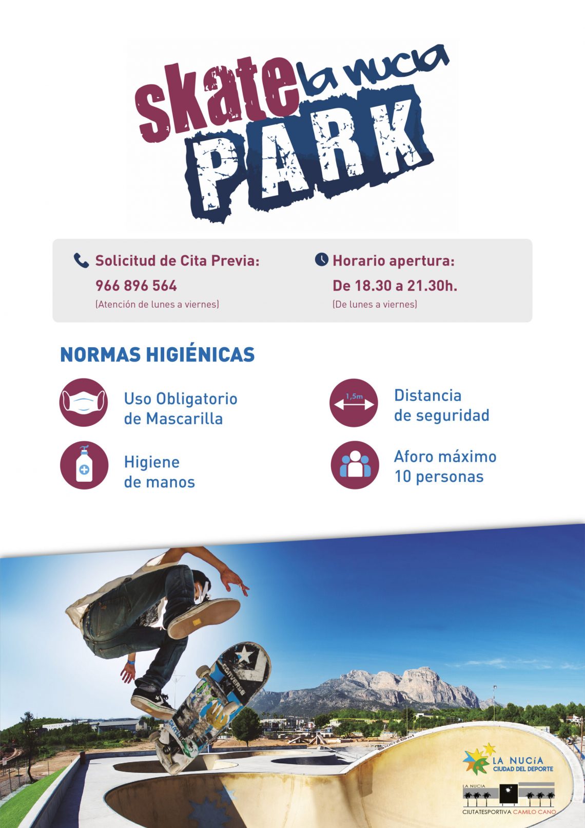El Skate Park y la zona de Trial reabren con aforo reducido