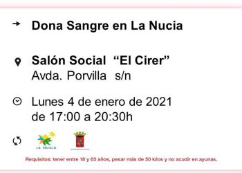 El próximo lunes primera “Donación de Sangre del 2021”