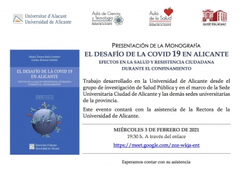 La UA presenta la monografía «El desafío de la Covid-19 en Alicante»