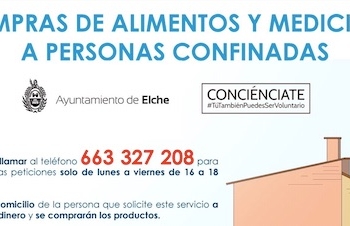 Ayuntamiento y Conciénciate ofrecen un servicio de compra de alimentos y medicamentos a personas mayores y familias confinadas