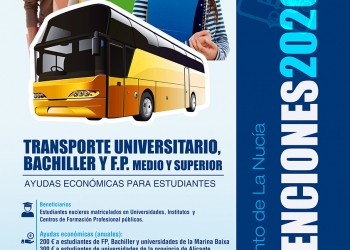 La Subvención de Transporte Universitario, Bachiller y FP  finaliza la próxima semana
