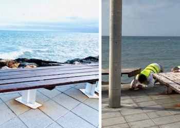 Comienzan los trabajos de conservación de los bancos del paseo Juan Aparicio de Torrevieja