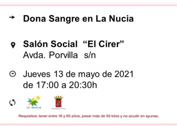 Donación de sangre el 13 de Mayo en La Nucía