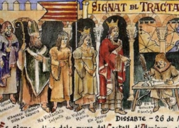 El pasado representado frente al templo