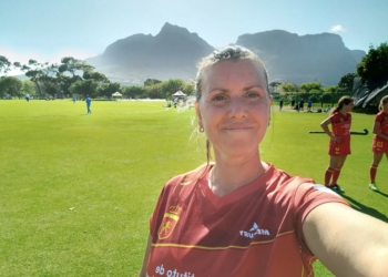 Mónica González en el pasado mundial de Sudáfrica con la camiseta española.