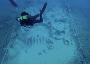 Imagen de un buceador en el pecio Bou Ferrer.