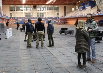 Inician en el Palau d’Esports los trabajos de montaje del Benidorm Fest 2023