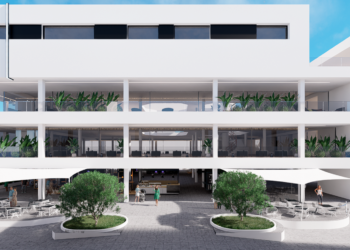 Recreación virtual de la parte trasera del edificio.