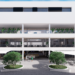 Recreación virtual de la parte trasera del edificio.