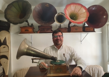 Gramófono Berliner de 1898.