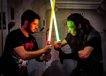 Alfredo Sesma (a la izquierda) durante una batalla galáctica.