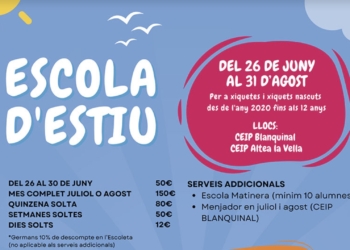 Altea abre el plazo de inscripciones para “l’Escola d’Estiu”