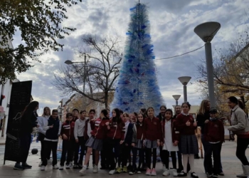 El alumnado de Xàbia vuelve a montar El Eco-Árbol de Navidad