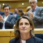 La ex ministra Teresa Ribera en su comparecencia en el Senado.