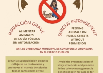 L’Alfàs advierte en una campaña de los riesgos sanitarios de dar de comer a animales ajenos en la vía pública