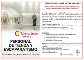 Juventud abre inscripciones para un curso gratuito de personal de tienda y escaparatismo