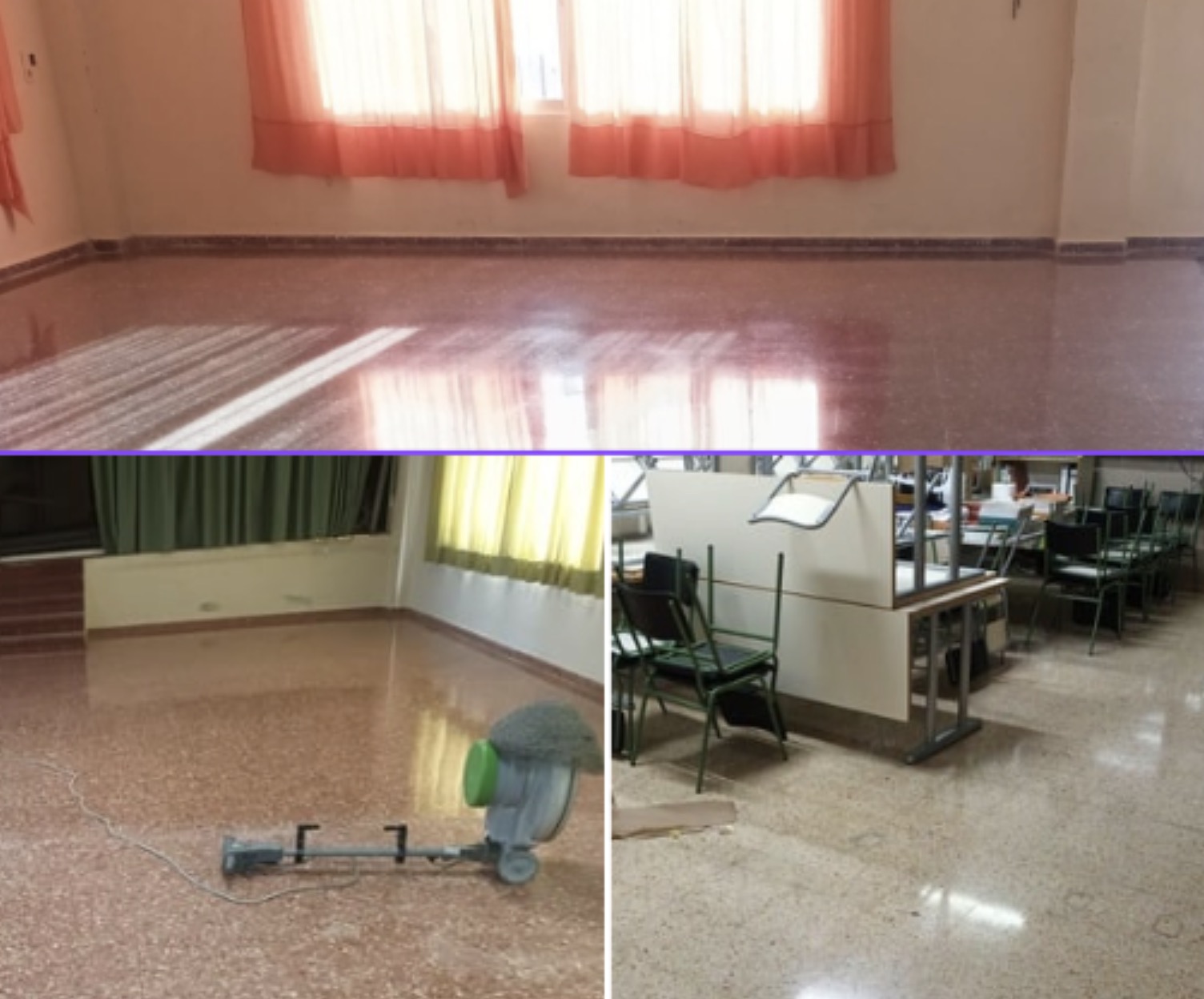 Utiel realiza trabajos de vitrificación de pavimento en varios edificios municipales de Utiel y pedanías