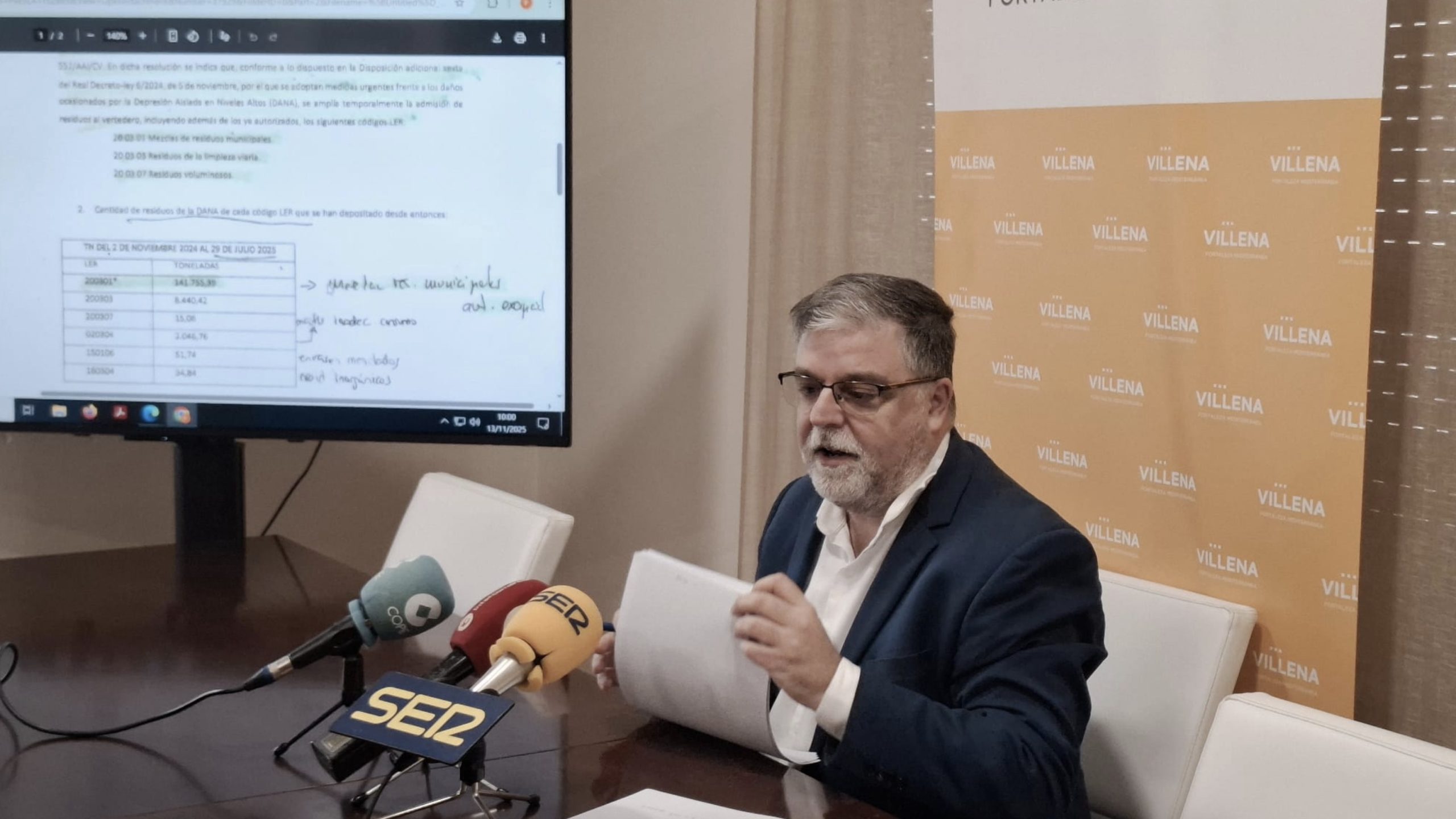 Villena denuncia el oscurantismo de Conselleria tras certificar la llegada de 380.000 toneladas de residuos procedentes de la DANA