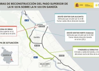 Transportes avanza en la reconstrucción de un puente sobre la carretera N-332 en Gandia