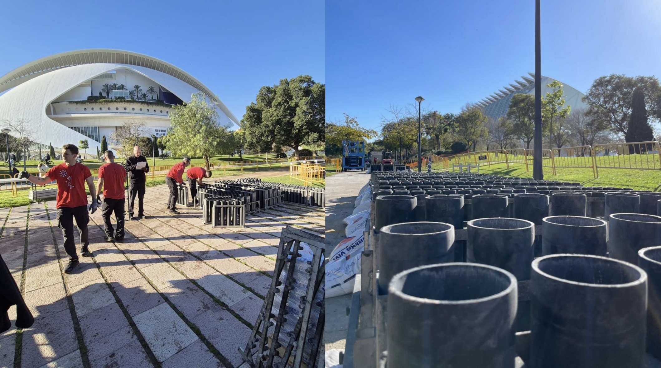 València comienza el montaje del castillo de Nochevieja