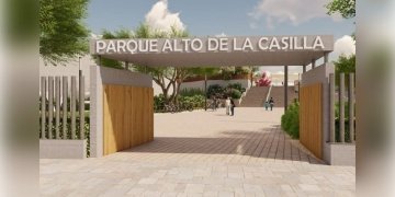 Recreación virtual de la entrada al parque.